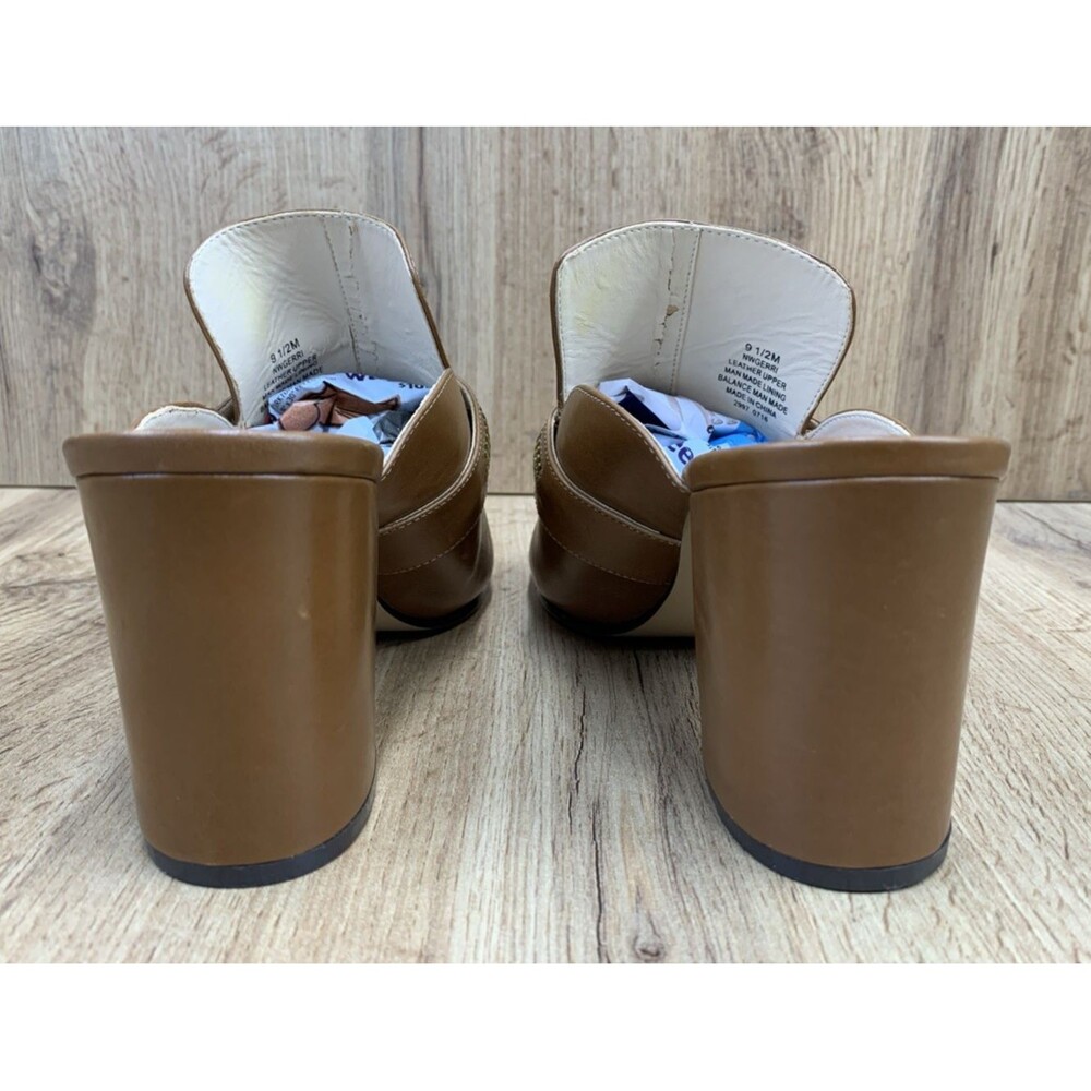Nine West Womens Gerri Block Heel Slip On Open Toe Shoes Zipper Accent  Sz 9.5 M - Picture 7 of 16